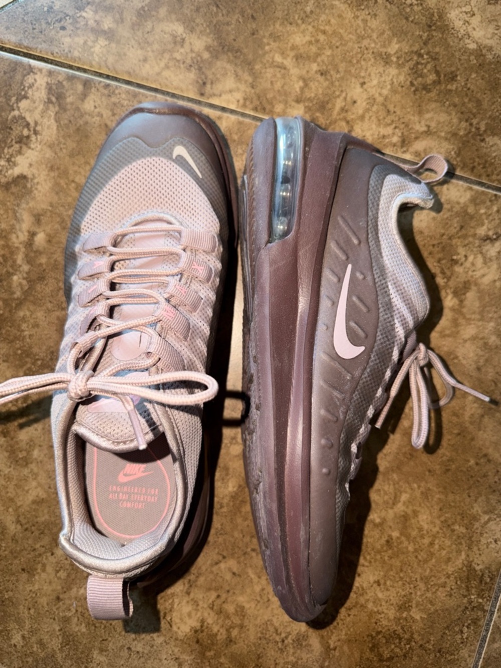 Nike Women's Mauve and Dusty Pink Air-Cushioned Sneakers